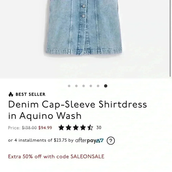 Madewell  EUC Denim Cap-Sleeve Shirt dress in Aquino Wash size 14 denim jean - Picture 7 of 9